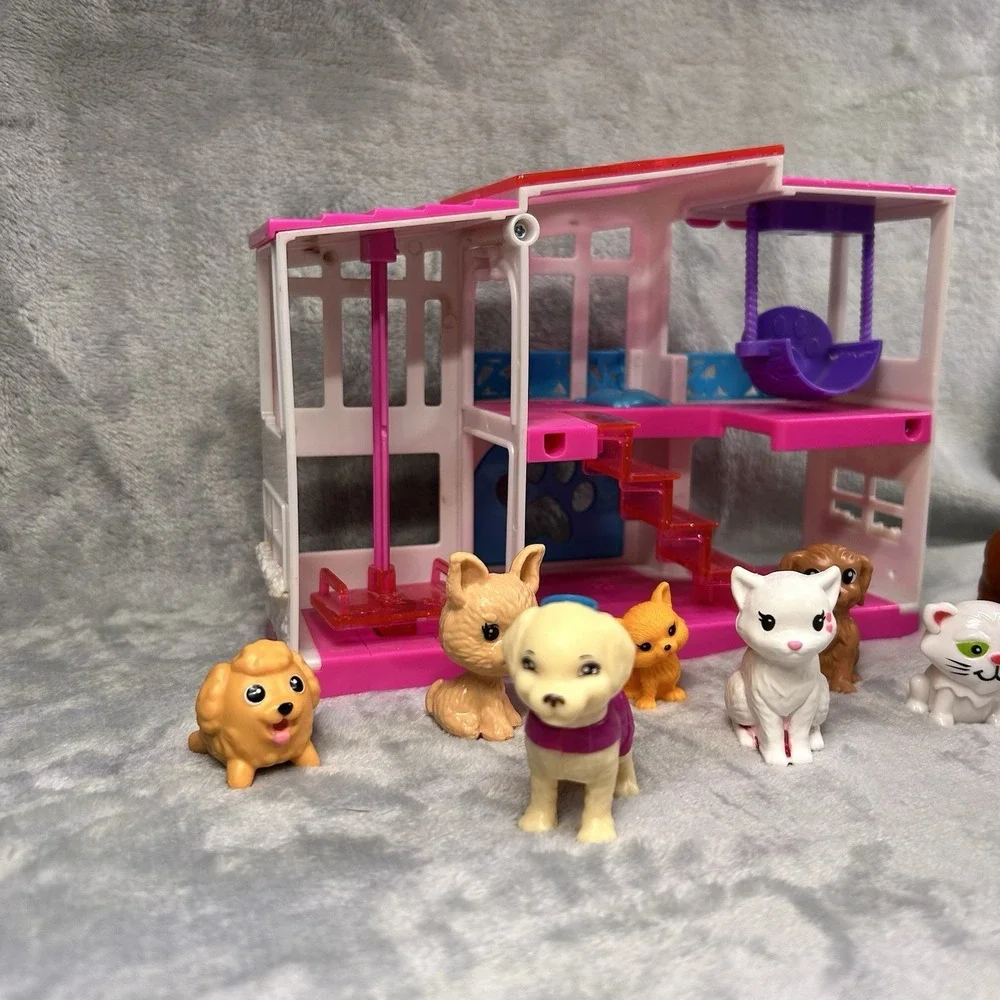 Barbie Pet Dreamhouse Playset Folding 7 Pet‎ Figures Dogs Cats Mattel Lot